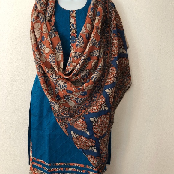 Blue Kalamkari Salwar Suit For Sale - Picture 1 of 5